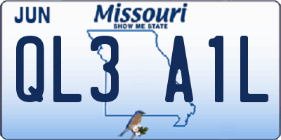 MO license plate QL3A1L