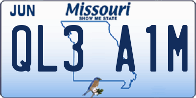 MO license plate QL3A1M