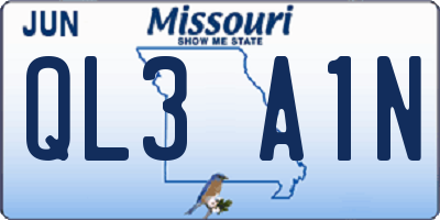 MO license plate QL3A1N