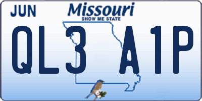 MO license plate QL3A1P