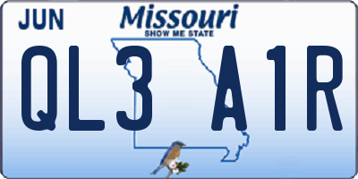 MO license plate QL3A1R