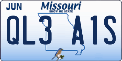 MO license plate QL3A1S