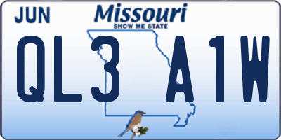 MO license plate QL3A1W