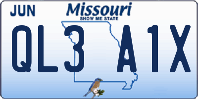 MO license plate QL3A1X