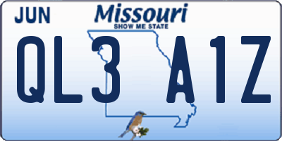 MO license plate QL3A1Z