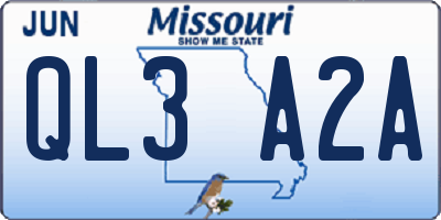 MO license plate QL3A2A