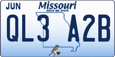 MO license plate QL3A2B