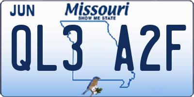 MO license plate QL3A2F