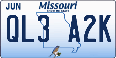 MO license plate QL3A2K