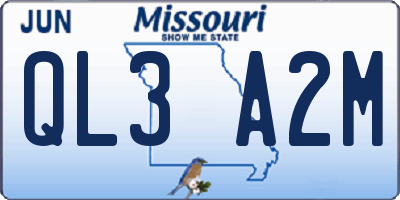 MO license plate QL3A2M