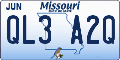 MO license plate QL3A2Q