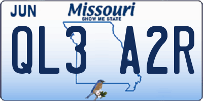 MO license plate QL3A2R