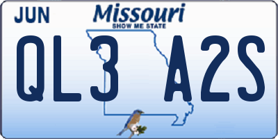 MO license plate QL3A2S