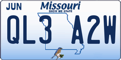 MO license plate QL3A2W