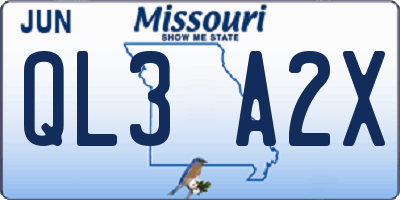 MO license plate QL3A2X