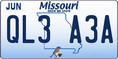 MO license plate QL3A3A