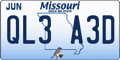 MO license plate QL3A3D