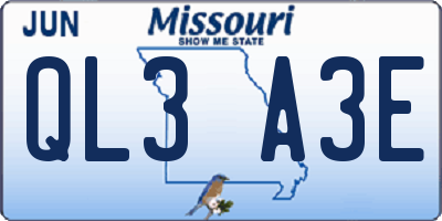 MO license plate QL3A3E