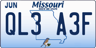 MO license plate QL3A3F