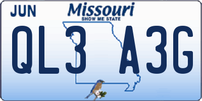 MO license plate QL3A3G