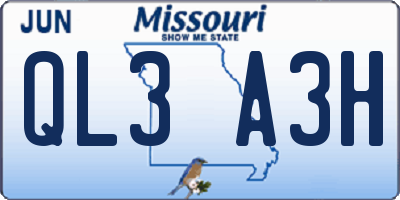 MO license plate QL3A3H