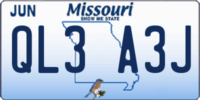 MO license plate QL3A3J