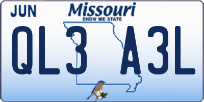 MO license plate QL3A3L