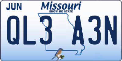 MO license plate QL3A3N