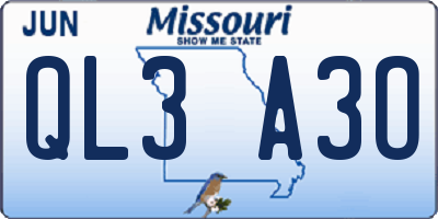 MO license plate QL3A3O