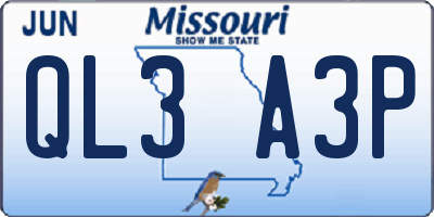 MO license plate QL3A3P
