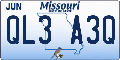 MO license plate QL3A3Q