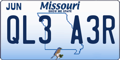 MO license plate QL3A3R