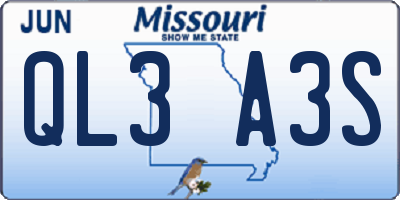 MO license plate QL3A3S