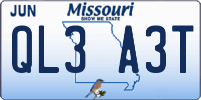 MO license plate QL3A3T