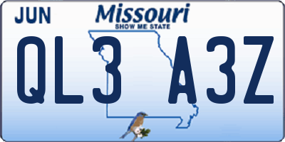 MO license plate QL3A3Z