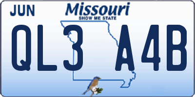 MO license plate QL3A4B