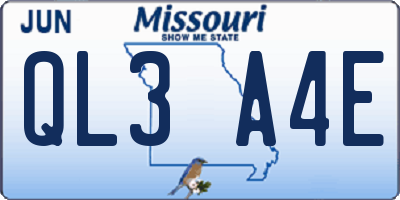 MO license plate QL3A4E