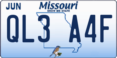 MO license plate QL3A4F