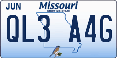 MO license plate QL3A4G