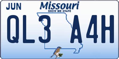 MO license plate QL3A4H