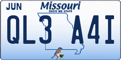 MO license plate QL3A4I