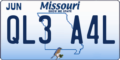 MO license plate QL3A4L