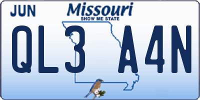 MO license plate QL3A4N