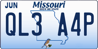 MO license plate QL3A4P