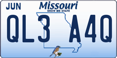 MO license plate QL3A4Q