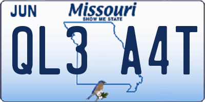 MO license plate QL3A4T