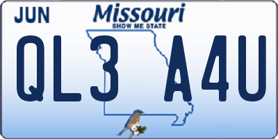 MO license plate QL3A4U