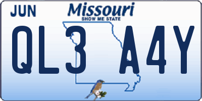 MO license plate QL3A4Y