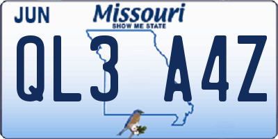MO license plate QL3A4Z