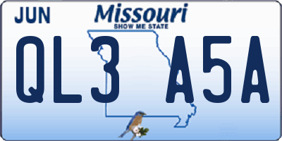 MO license plate QL3A5A